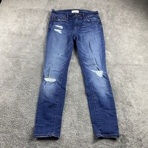 LOFT Skinny Jeans Womens 26/2 Blue Medium‎ Wash Distressed Mid Rise